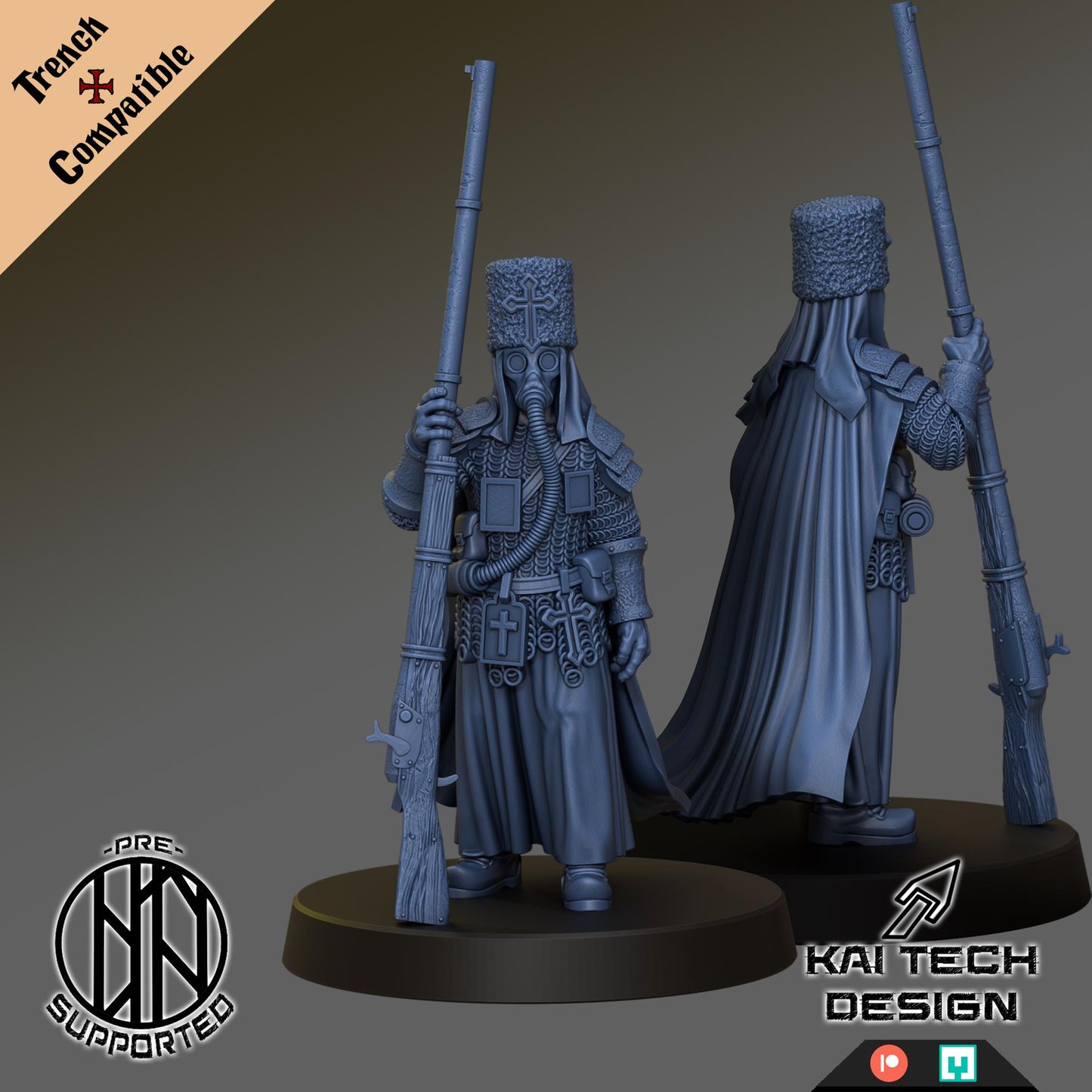 Antioch Priest - 3D printed Trench Crusade compatible miniature, KaiTech design