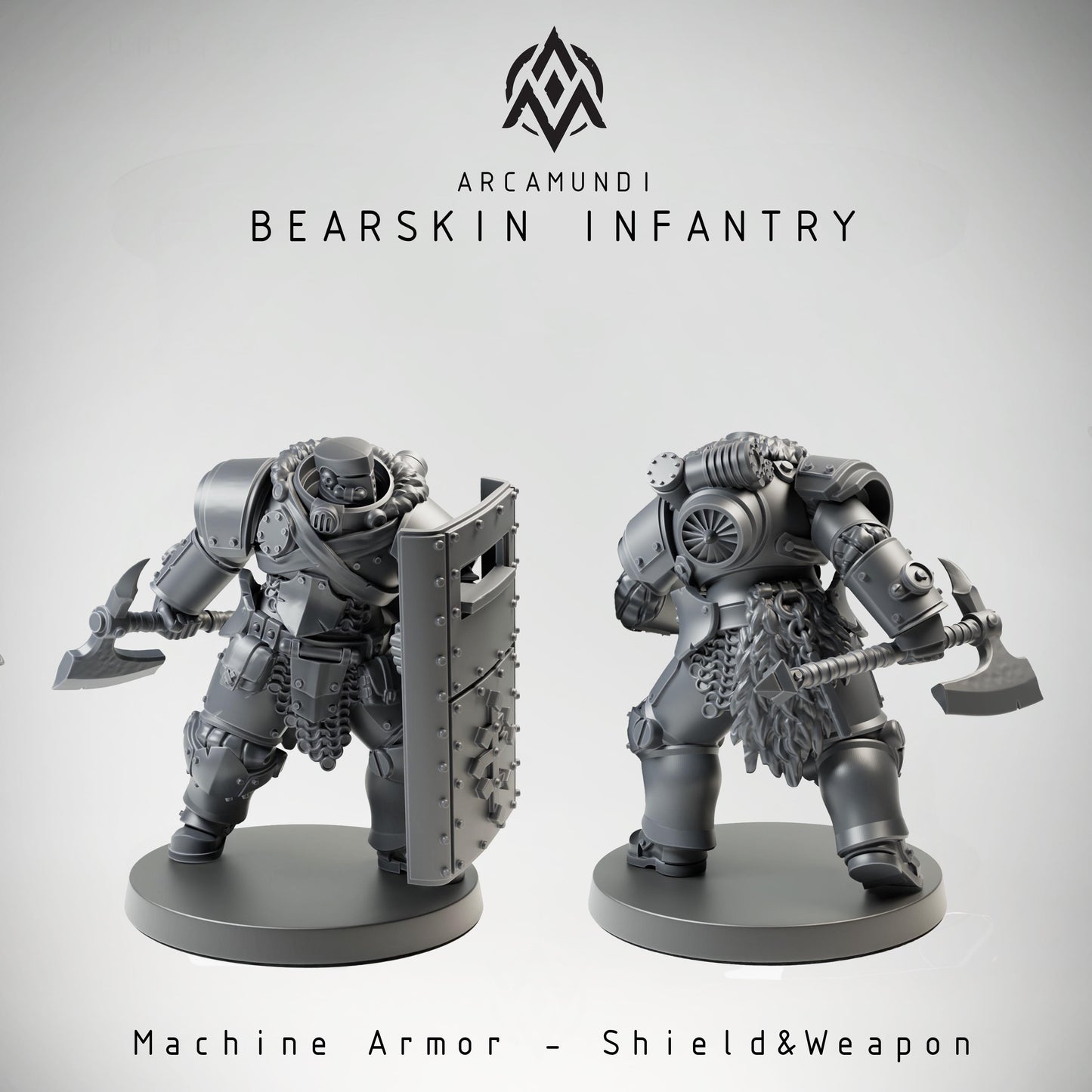 Bearskin Heavy Infantry - Shielded by Arcamundi - 3D printed Trench Crusade compatible miniature