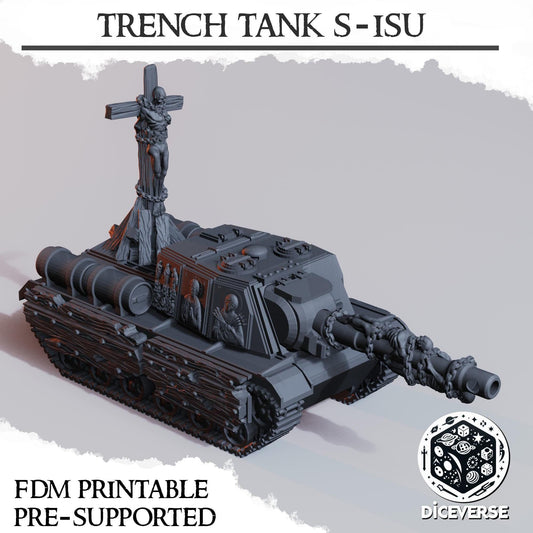Trench Tank By Diceverse - 3D printed miniature - Trench Grimdark - Wargaming