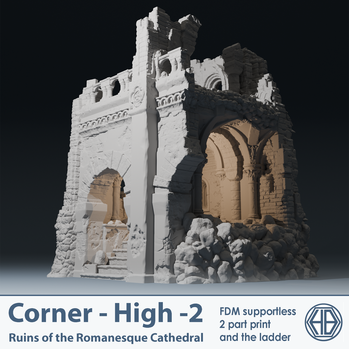 Temple ruins Corner B - 28mm/32mm Wargaming Terrain