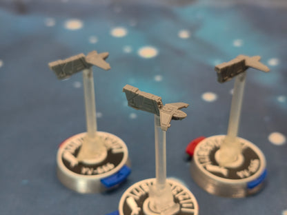 Three Imperial YV-666 spacecraft models for Armada-compatible fleets