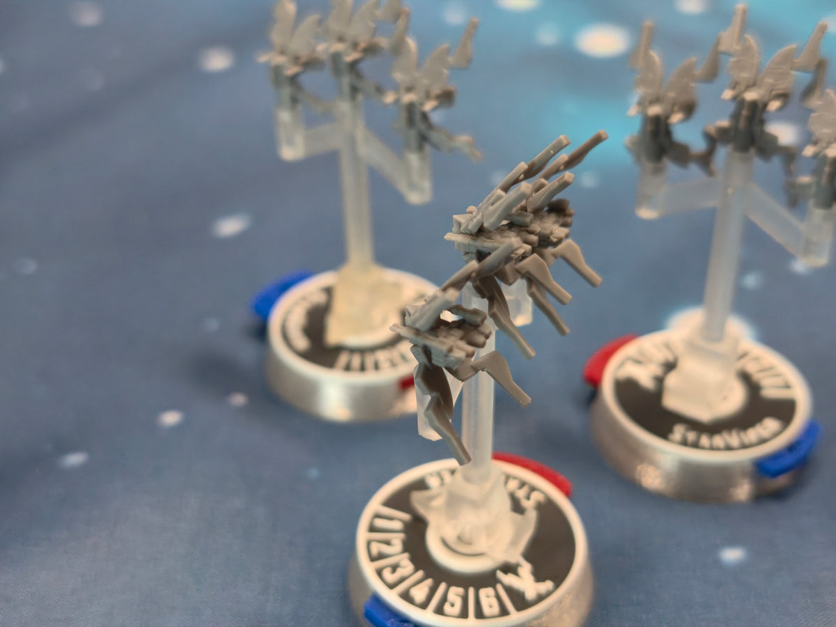 Nine Starviper spacecraft miniatures for Armada-compatible fleet