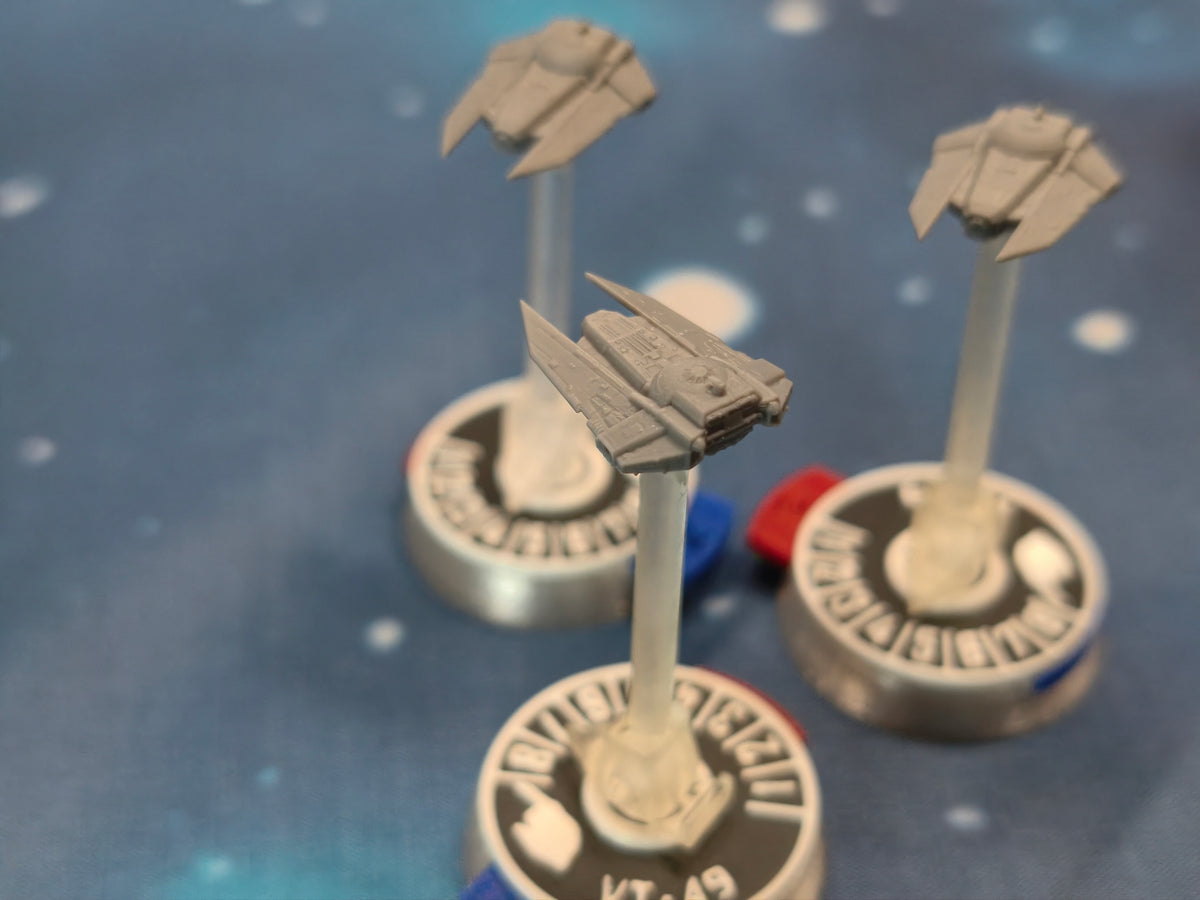 Three VT-49 Decimator starship models for Imperial fleet