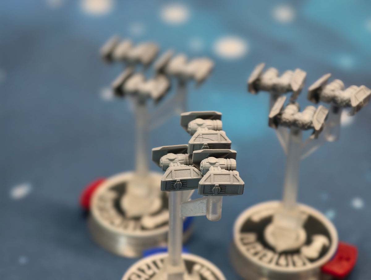 Nine Imperial TIE Bomber miniatures for Armada-compatible fleets