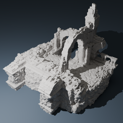 Temple ruins  - Corner D by Hexbrick - Wargaming Scenery - Trench Terrain