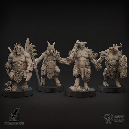 Yokes Fiends Demon Warriors by ApplyScale – four 32mm grimdark resin miniatures