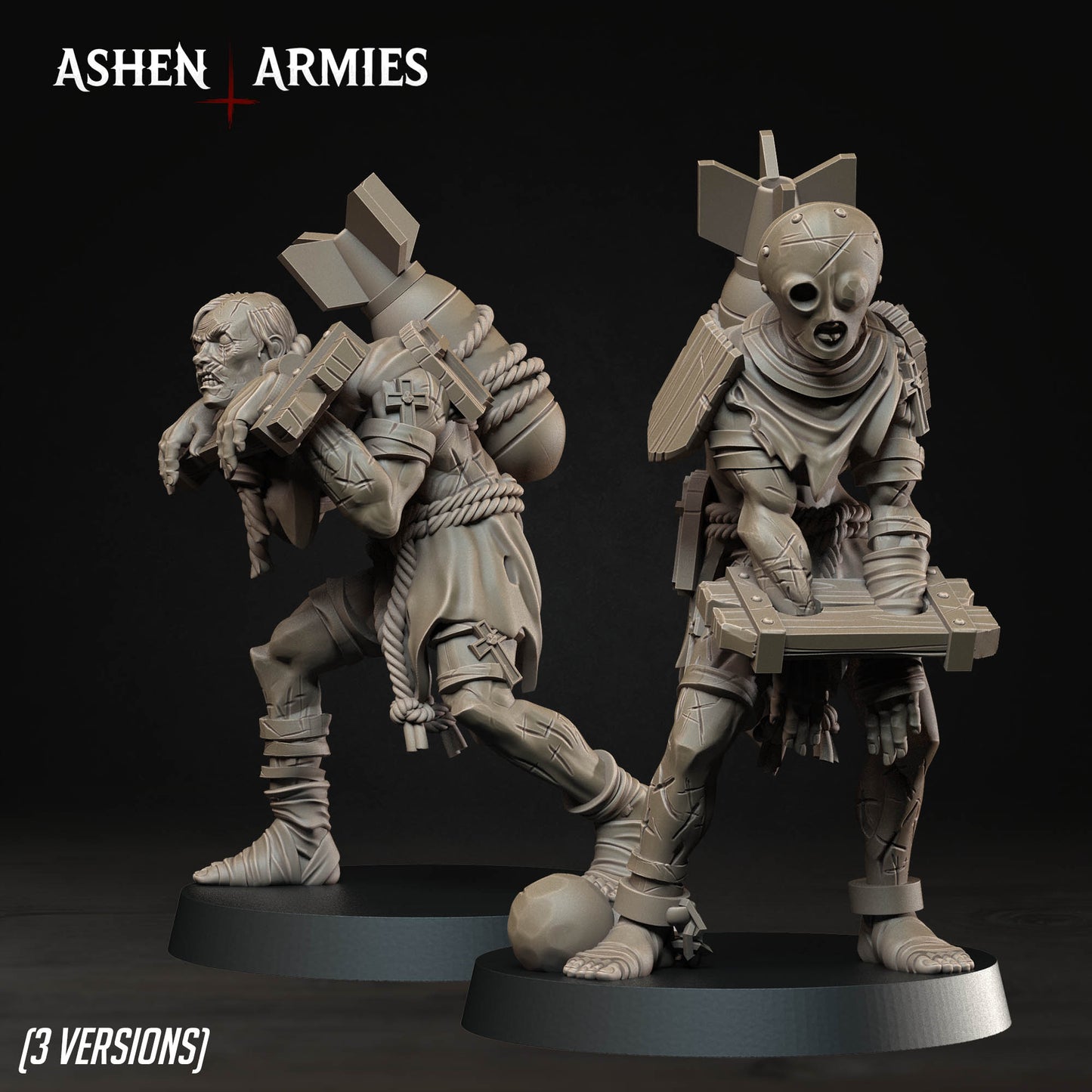 Pilgrim Ecclesiastic Prisoners by Ashen Armies - 3D printed Grimdark Miniatures