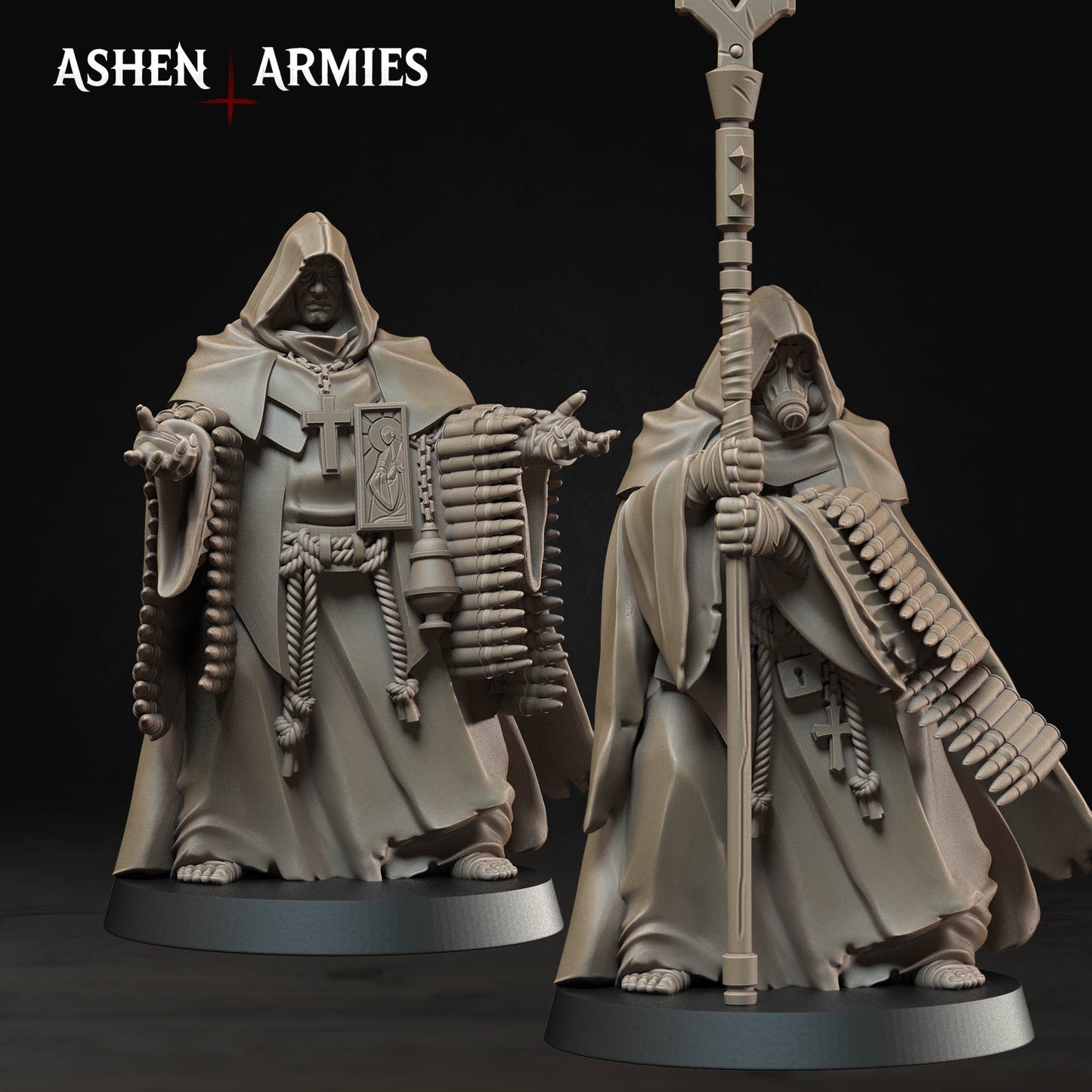 Mendelist ammo monk by Ashen Armies - 3D printed Grimdark Miniatures