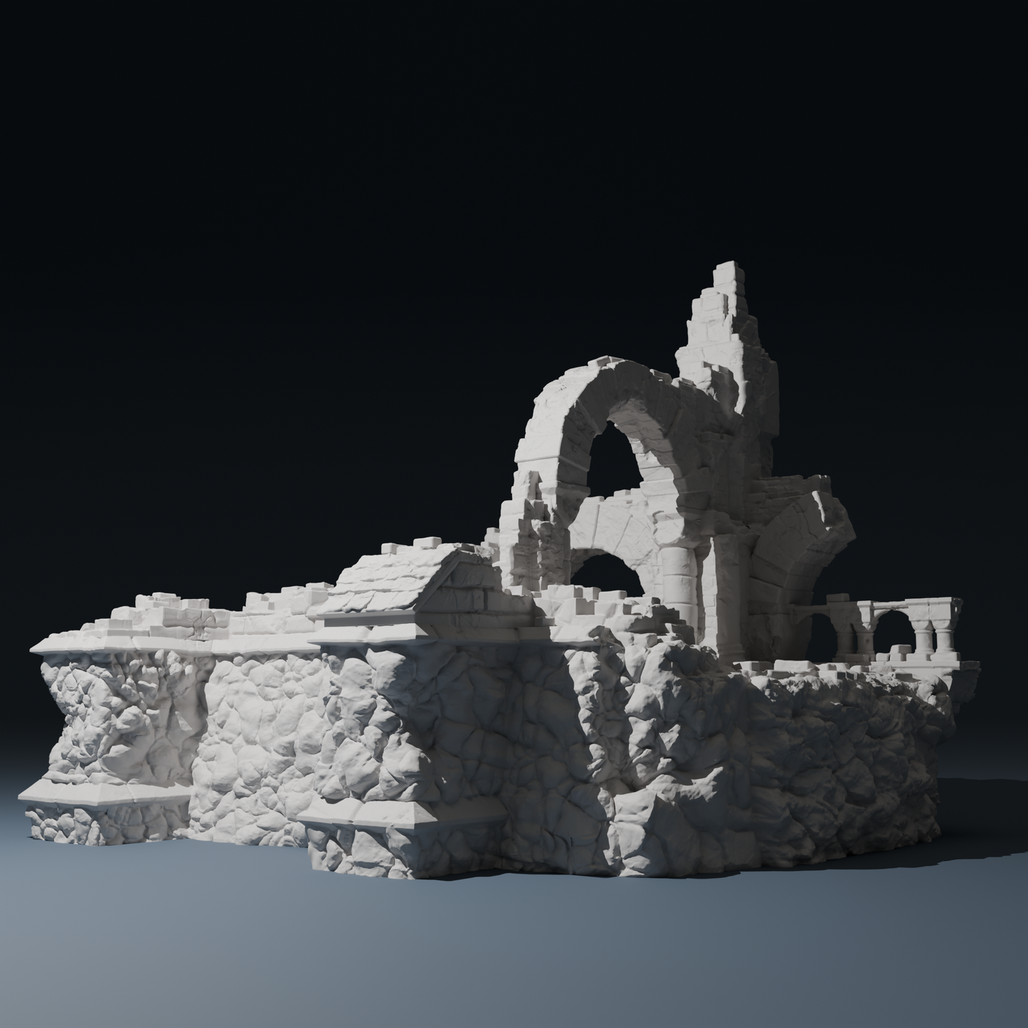 Temple ruins  - Corner D by Hexbrick - Wargaming Scenery - Trench Terrain