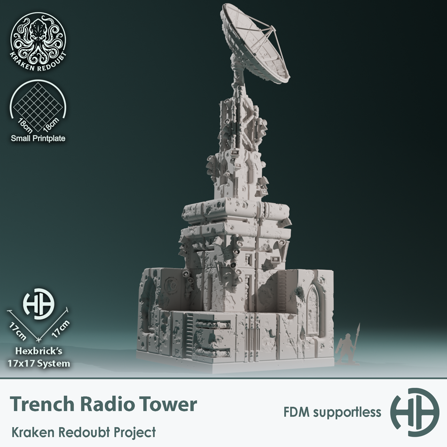 Kraken Redoubt - Trench Radio Tower by Hexbrick - Wargaming Scenery - Trench Terrain