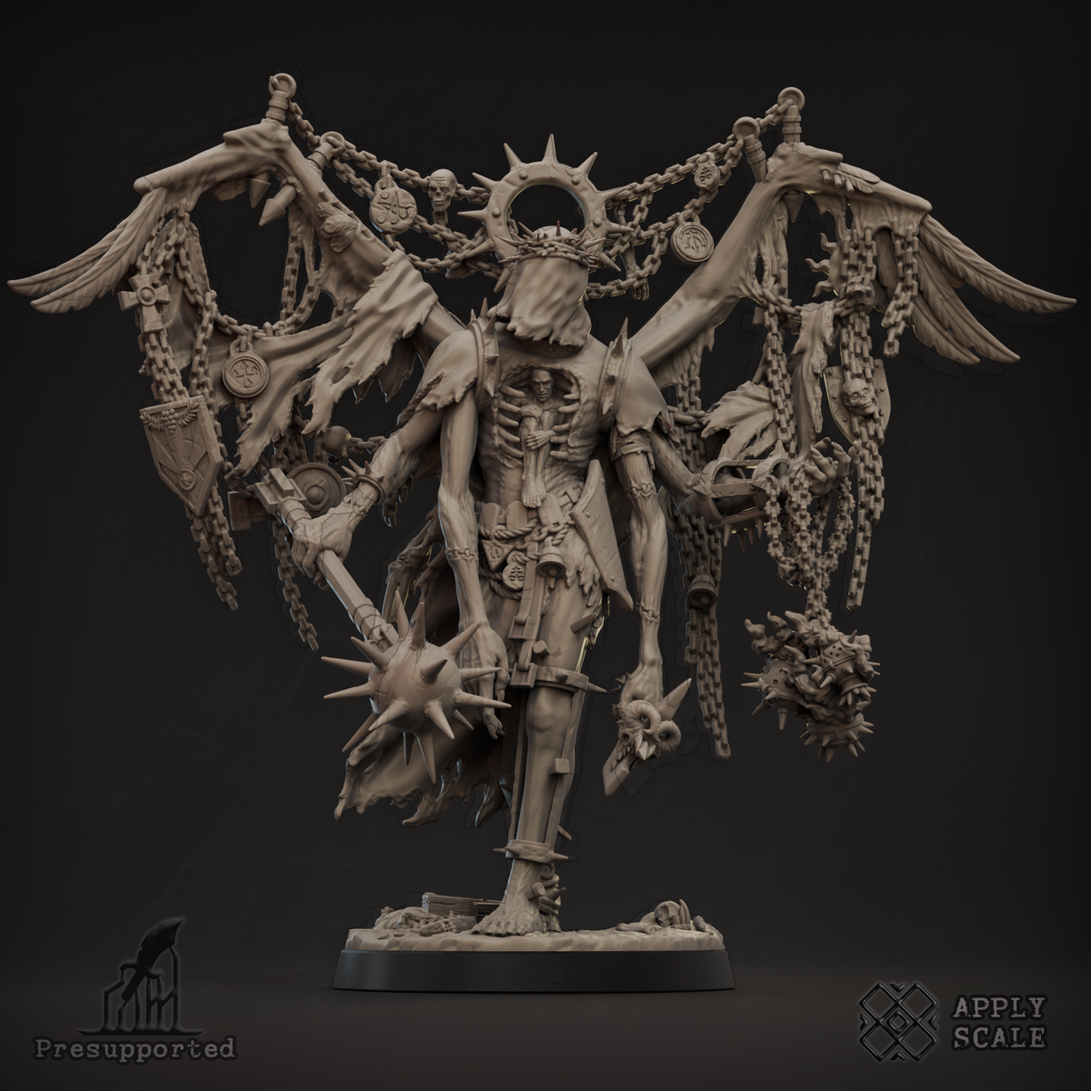 Trench Crusade proxy miniature representing a sinister fallen celestial character