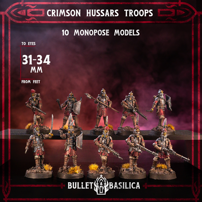 Crimson Hussars Warband - Grimdark Miniature - Compatible with Trench Crusade