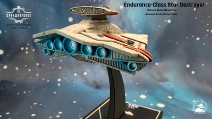 Endurance-class Battle Carrier resin miniature, right side engine glow