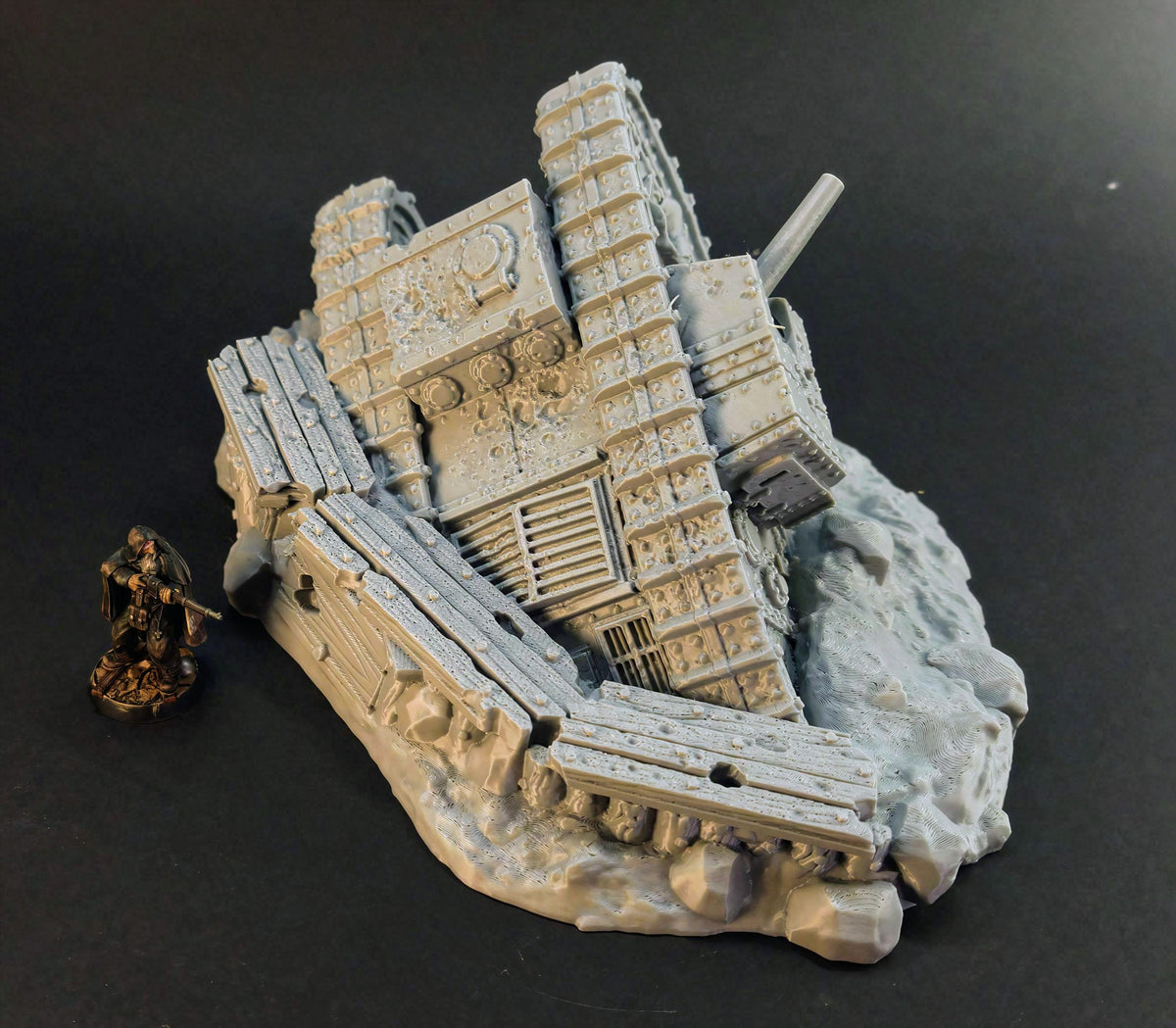 Grimdark armoured vehicle terrain for a Trench Crusade-inspired battlefield