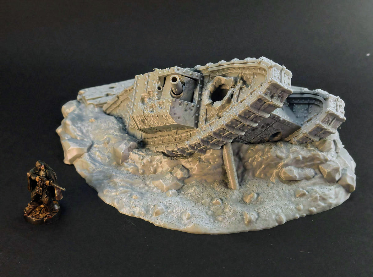 Trench Destroyer MKI 3D-printed PLA tank model for tabletop scenery