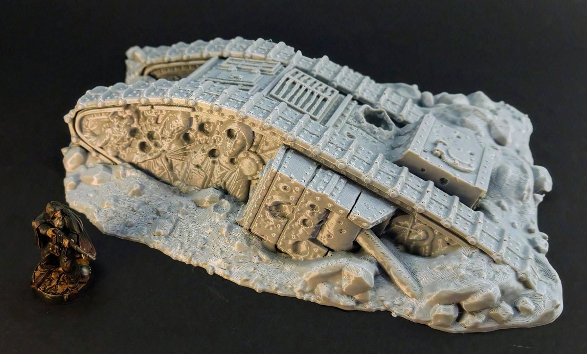 Side view of the Trench Destroyer MKI tank terrain piece