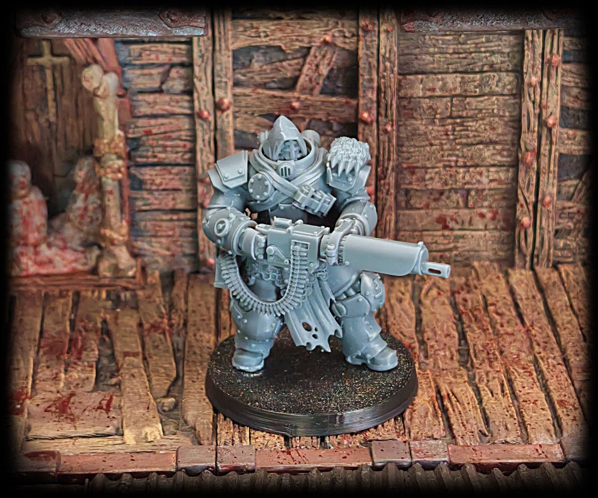Bearskin Heavy Infantry 32mm grimdark resin miniature photography