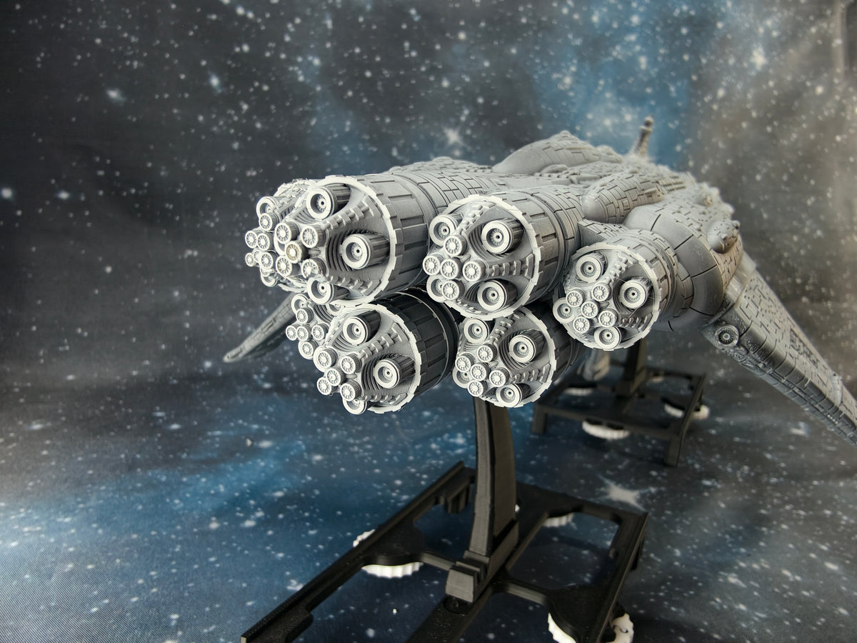 MC108 "Skar Akan" Star Defender Compatible with Armada scale games thruster side view