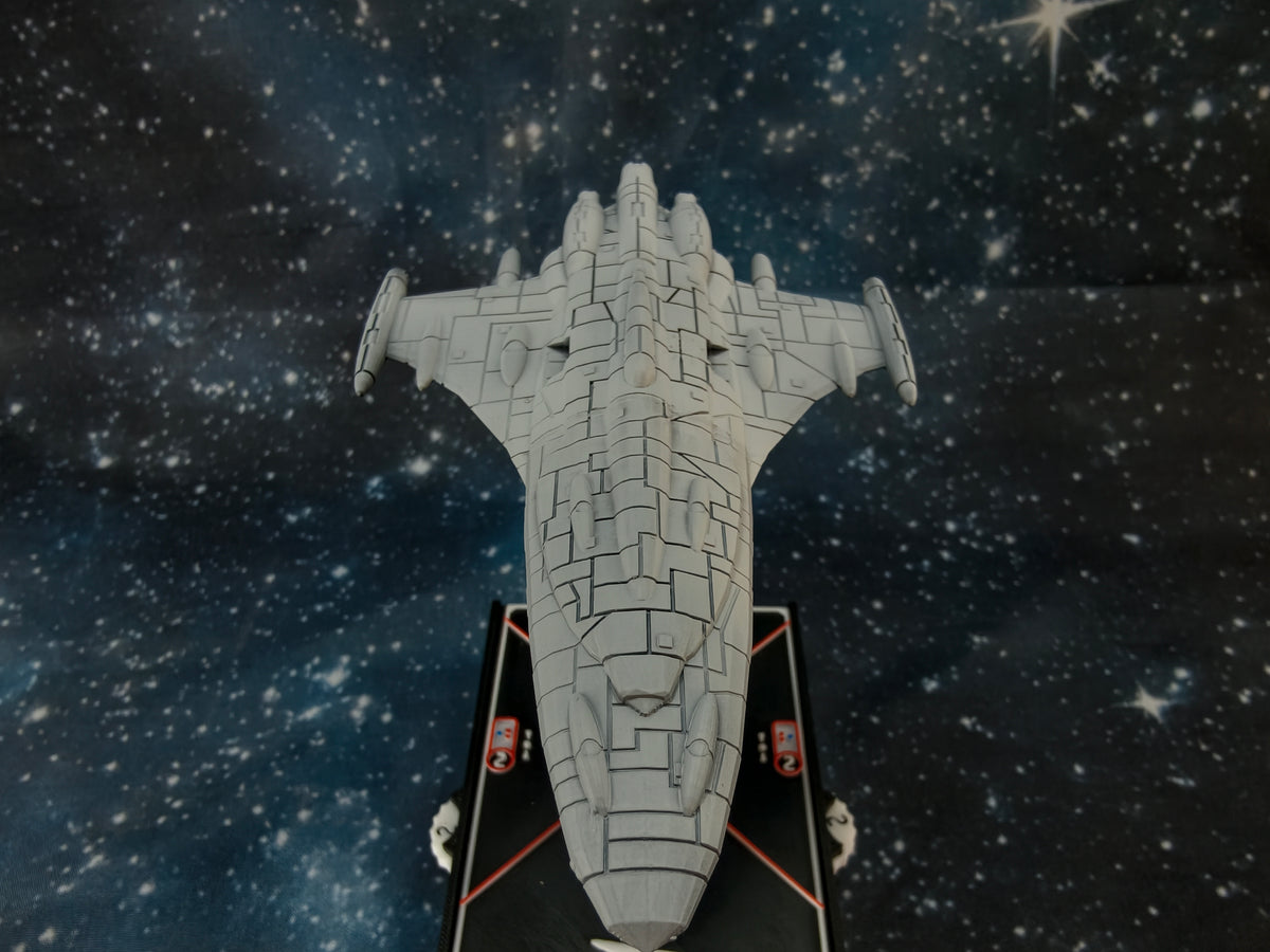 MC70 Barracuda Star Cruiser compatible with Armada scale games front close-up