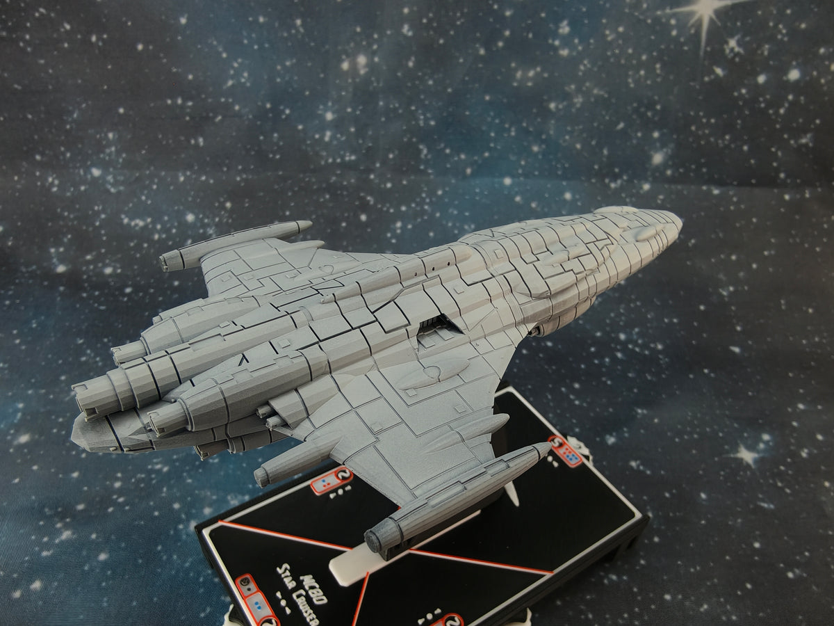 MC70 Barracuda Star Cruiser compatible with Armada scale games lert rear close-up