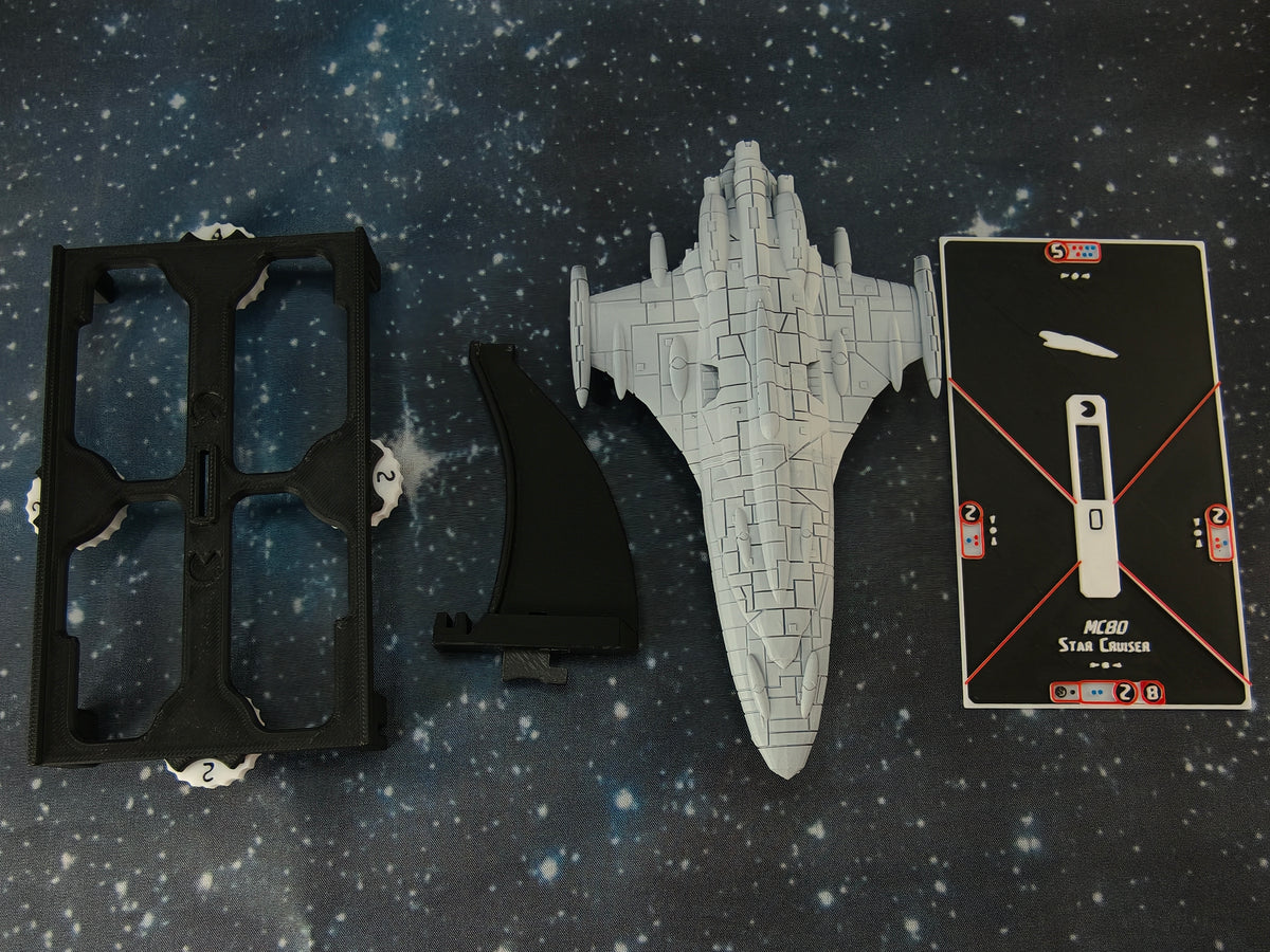 MC70 Barracuda Star Cruiser compatible with Armada scale games model-stand-token variant