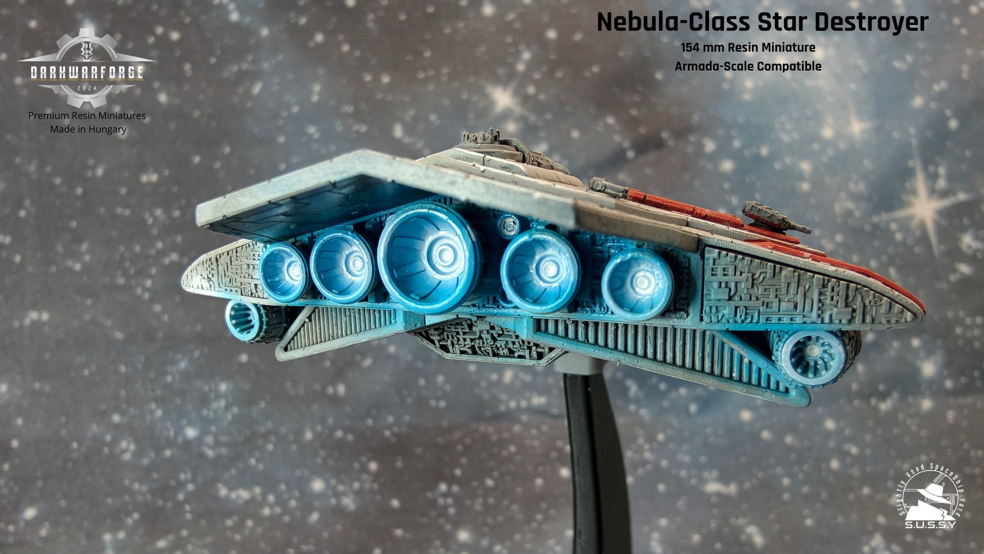 Nebula-class Star destroyer resin miniature compatible with Star Wars Armada,engine glow view