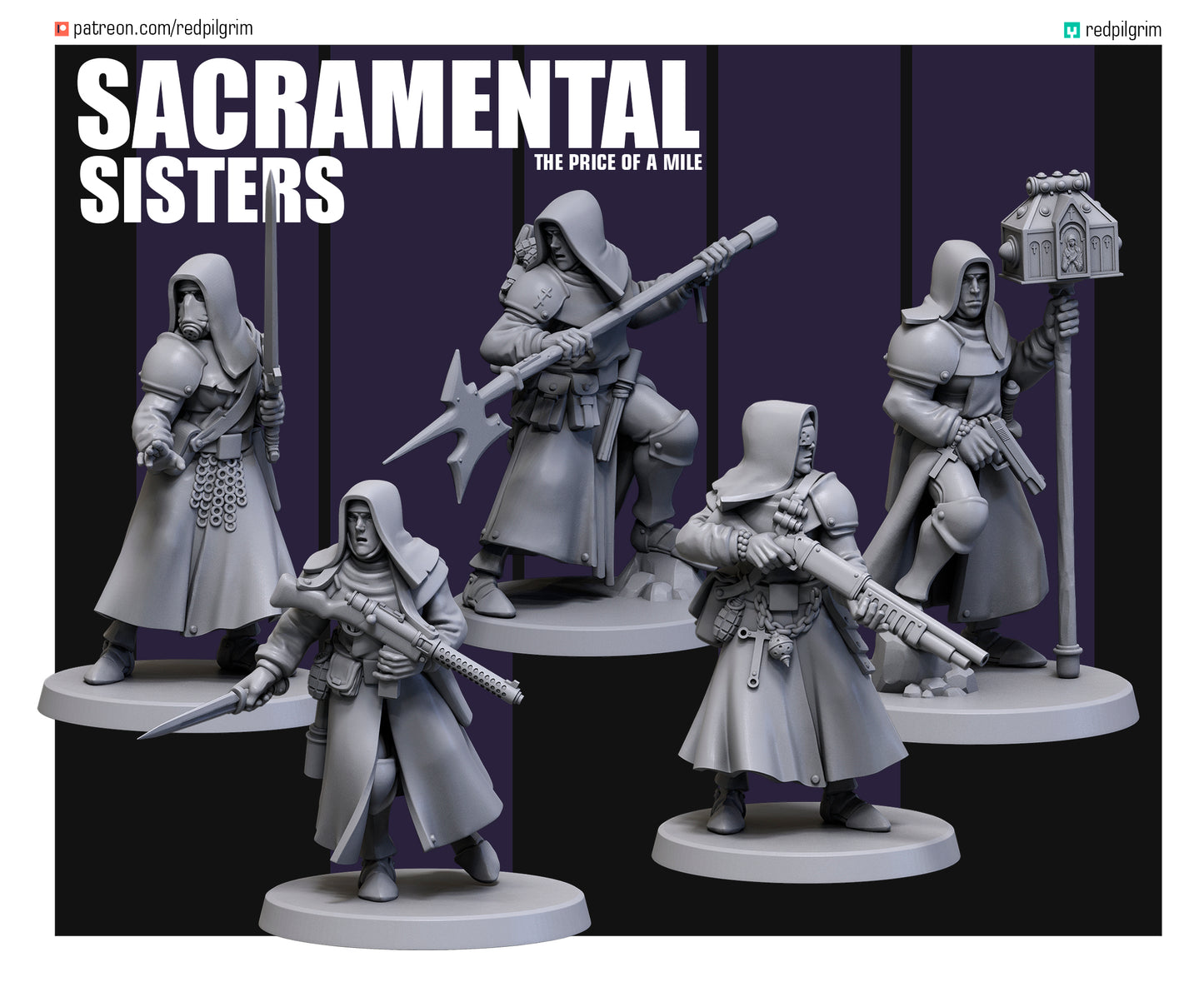 Sacramental Sisters by Red Pilgrim Miniature - 3D printed Grimdark Miniature