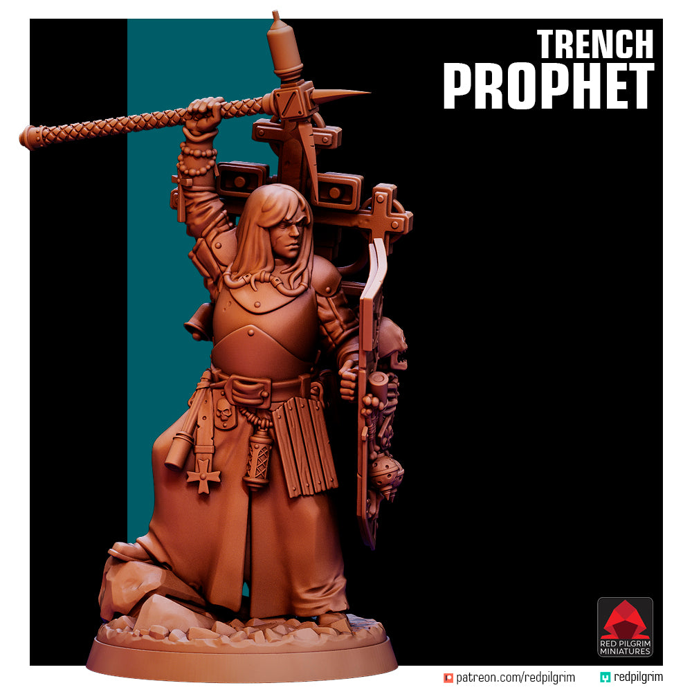 Trench Prophet by Red Pilgrim Miniature - 3D printed Grimdark Miniature