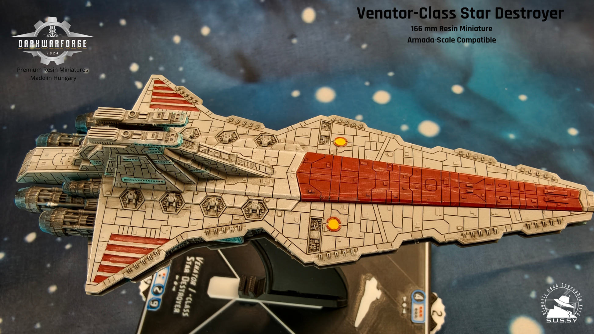 Venator-class Star Destroyer resin miniature, top close-up