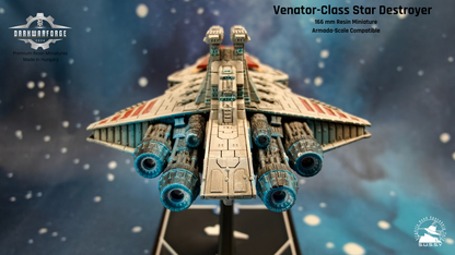 Venator call star destroyer resin miniature, engine glow view
