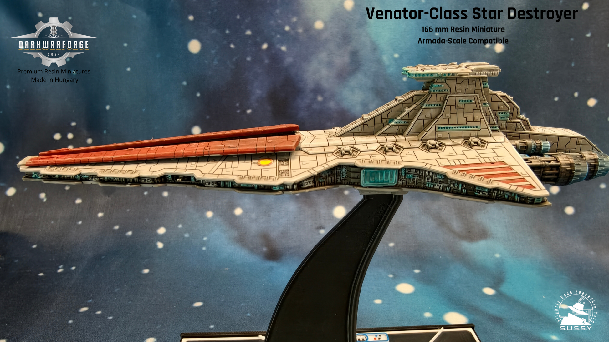 Venator call star destroyer resin miniature, left side view