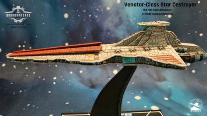 Venator call star destroyer resin miniature, left side view