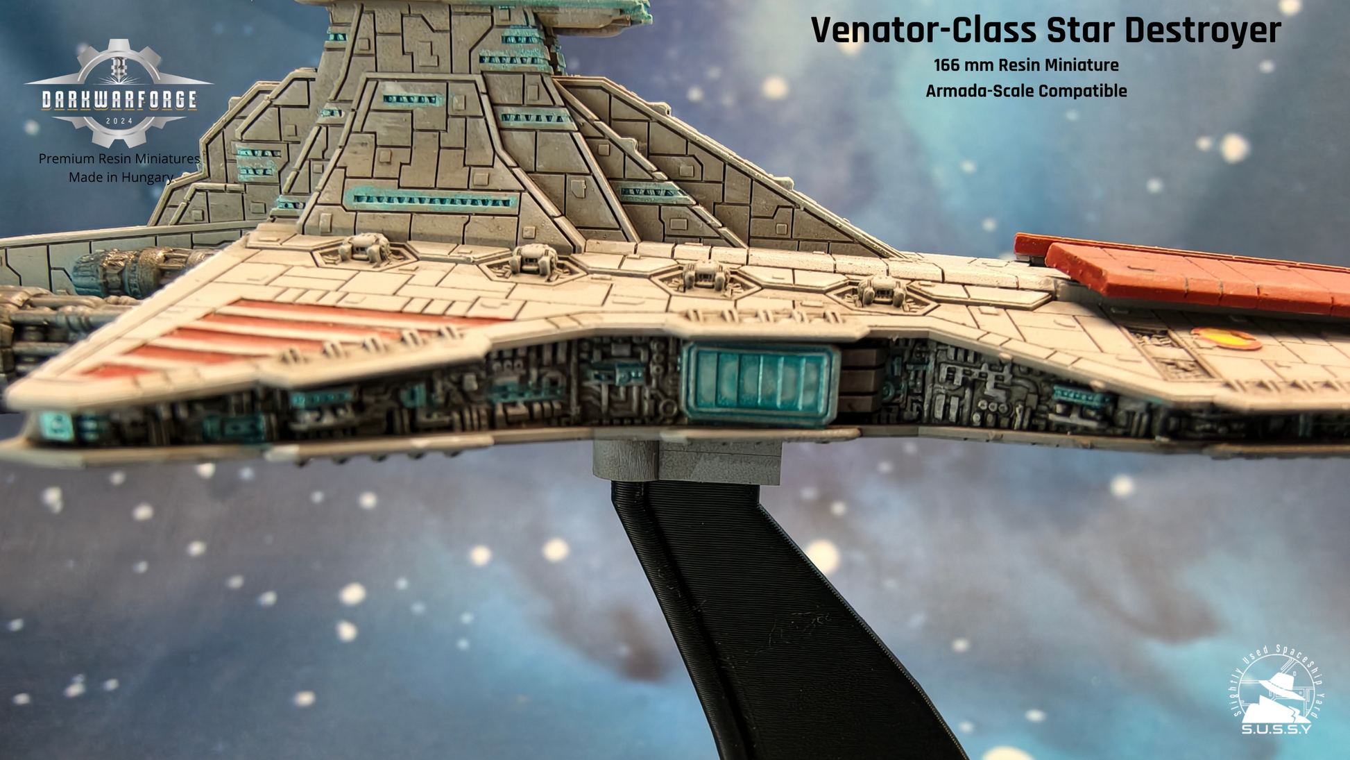 Venator call star destroyer resin miniature, right side close-up