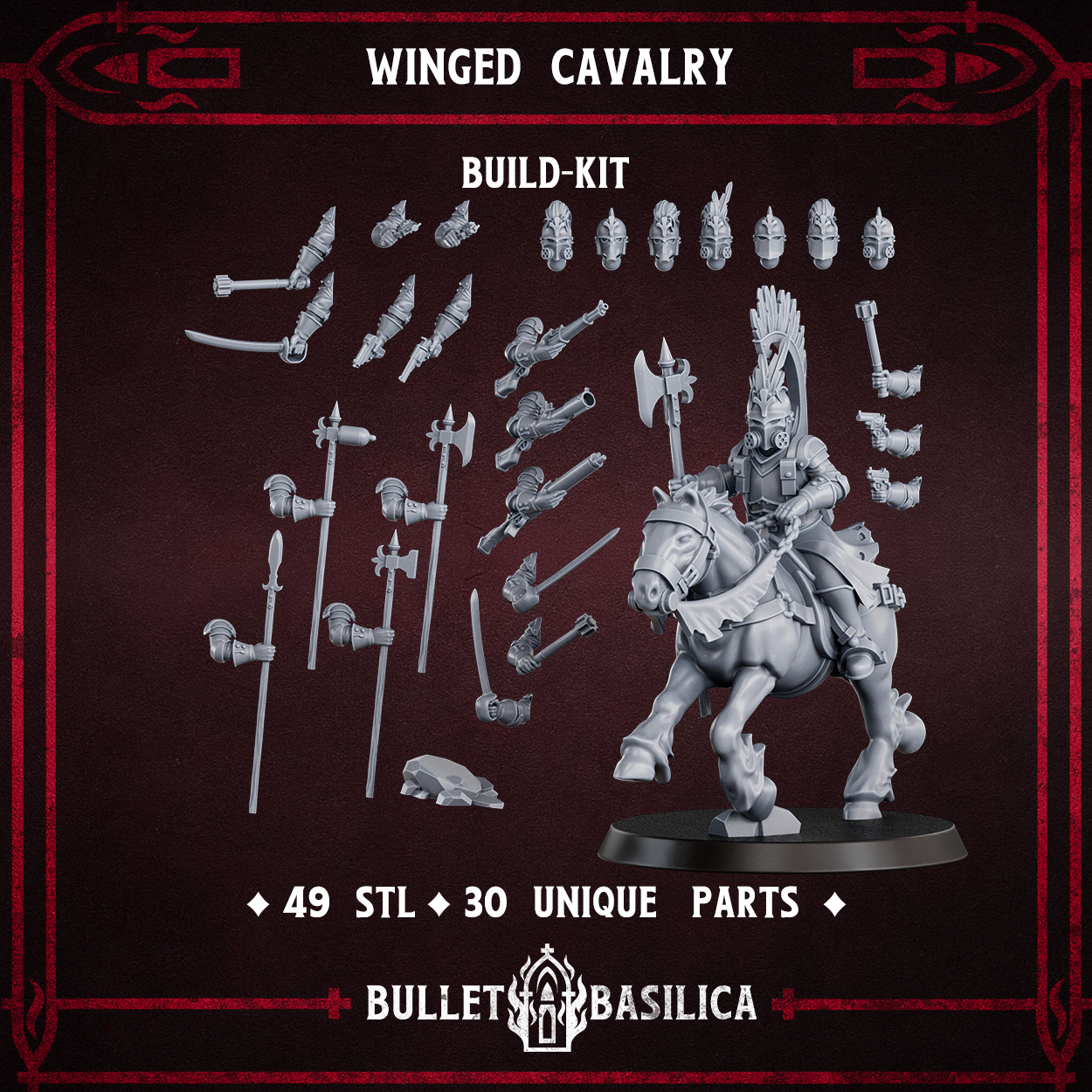 Crimson Hussars Warband - Grimdark Miniature - Compatible with Trench Crusade