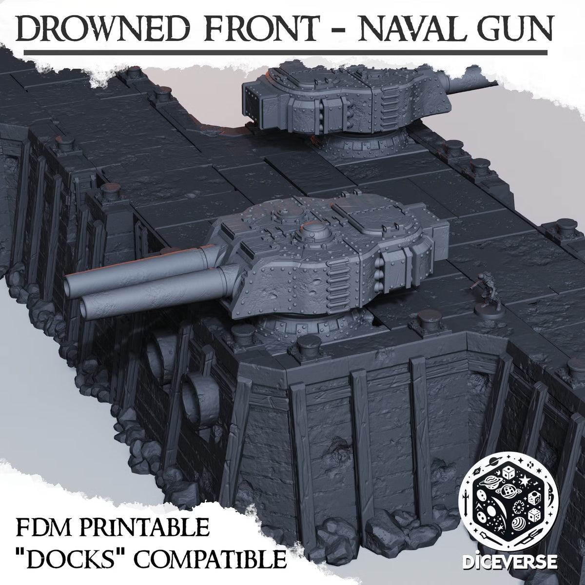 Drowned Front: Naval Gun – 28mm/32mm Wargaming Scenery