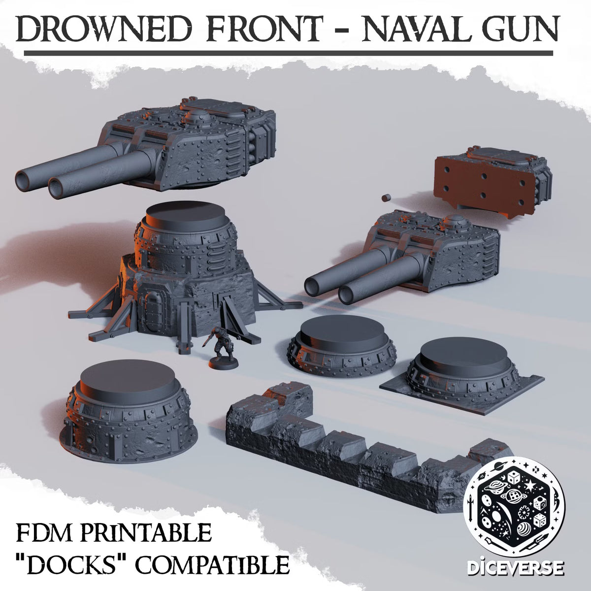 Drowned Front: Naval Gun – 28mm/32mm Wargaming Scenery