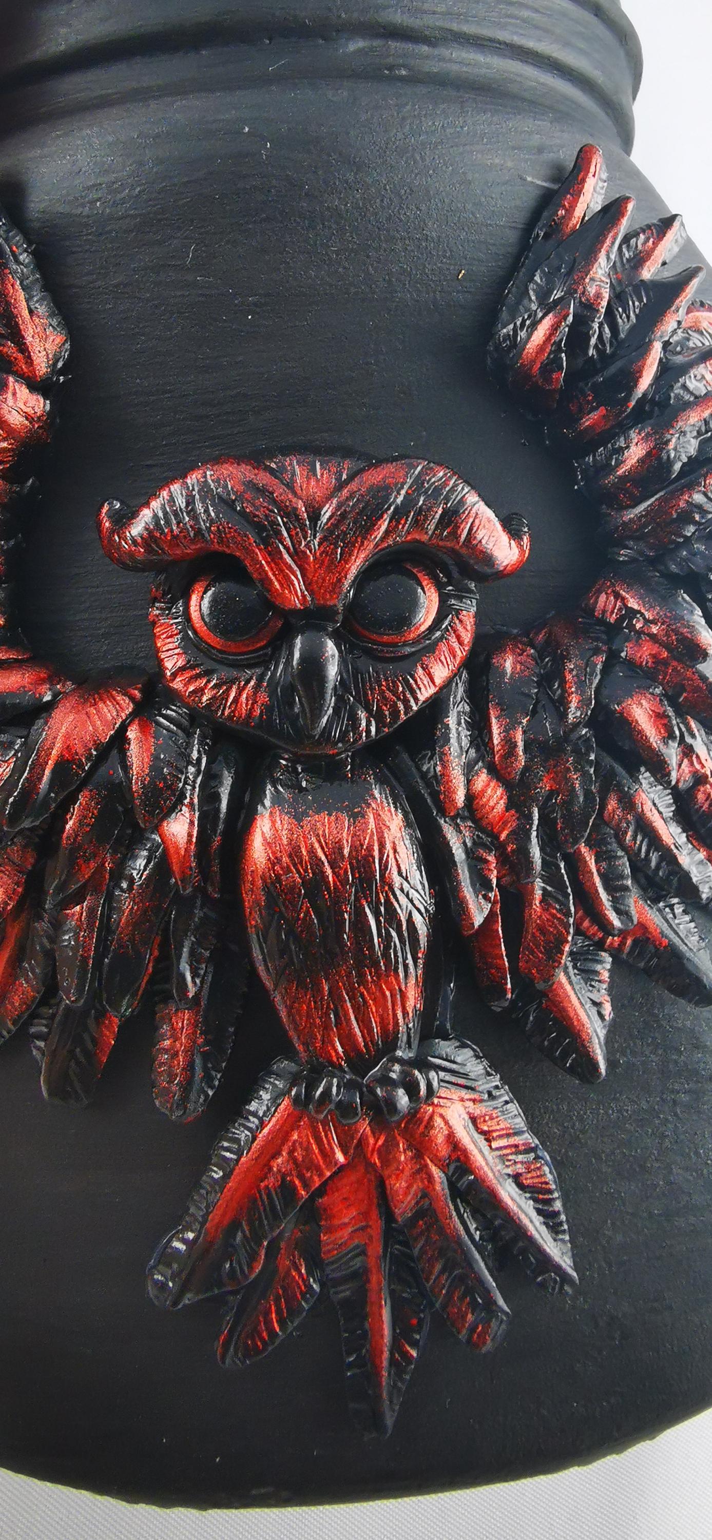 Handmade Polymer Clay Owl & Tree Jar, Artistic Decorative Storage for Nature Lovers, Unique Gift for Owl Enthusiasts