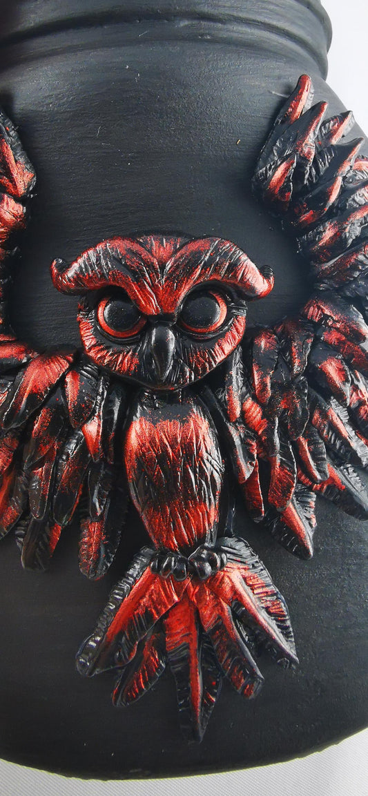 Handmade Polymer Clay Owl & Tree Jar, Artistic Decorative Storage for Nature Lovers, Unique Gift for Owl Enthusiasts