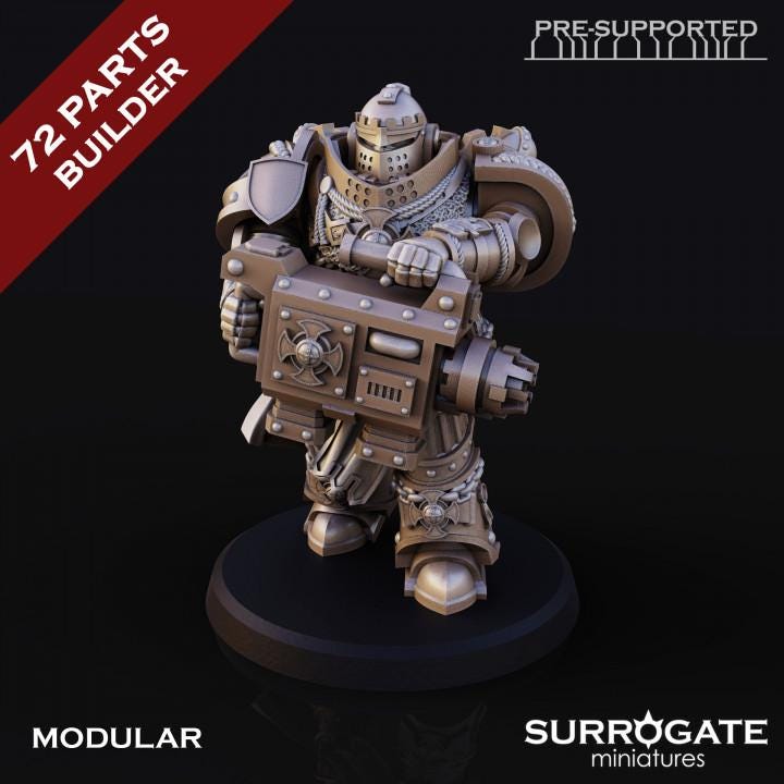 Silver Paladins Destructor Squad | Surrogate Miniatures | Tabletop | Minifigure | Wargaming | Tabletop | Grimdark compatible