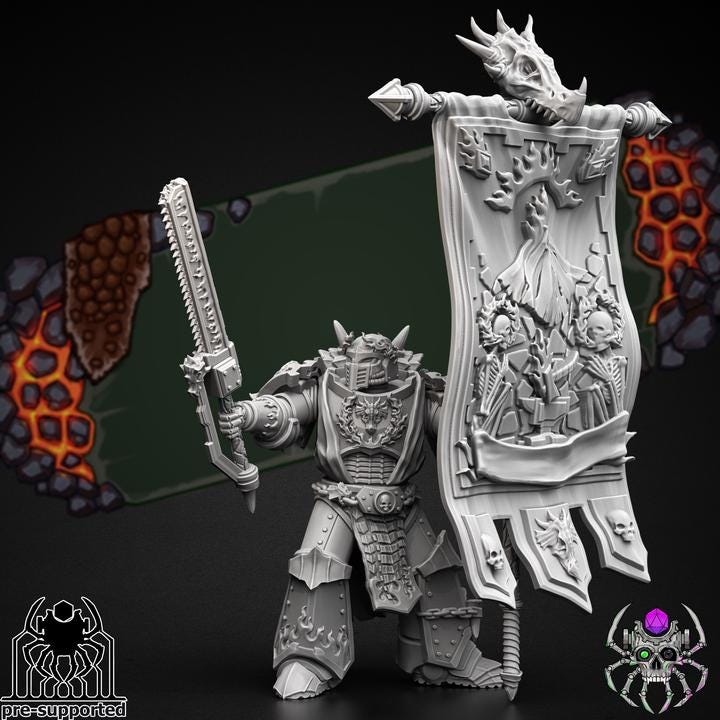 Flame Lizards Standard Bearer | EightLegsMiniatures | Wargaming | Tabletop | Minifigure |28mm scale| 32mm scale | Grimdark compatible