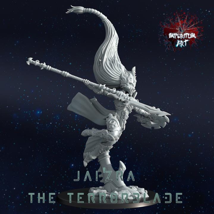 Jai'Zra The Terrorblade | Grimdark Compatible | Tabletop | Minifigure | Wargaming | Tabletop | Minifigure