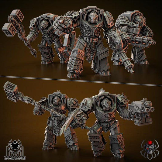 Heavy Armor Flame Lizards Squad | EightLegsMiniatures | Wargaming | Tabletop | Minifigure |28mm scale| 32mm scale | Grimdark compatible