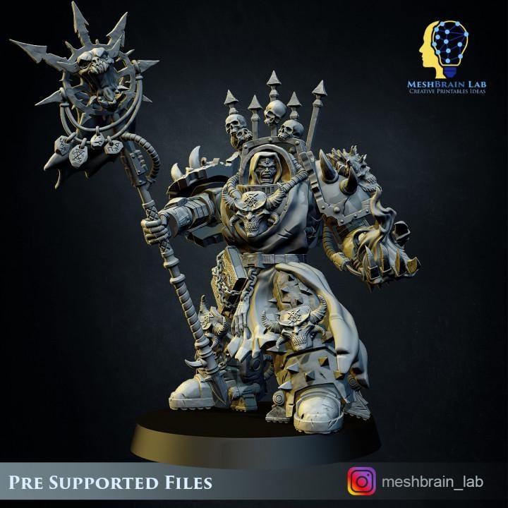 Chaos Terminator sorcerer | Meshbrain Lab |Minifigure | Wargaming | Tabletop | Minifigure | 28mm scale | 32mm scale