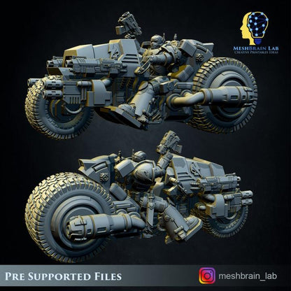 Imperial Marines attack bikes | Meshbrain Lab | Wargaming | Tabletop | Minifigure |28mm scale| 32mm scale | Grimdark compatible