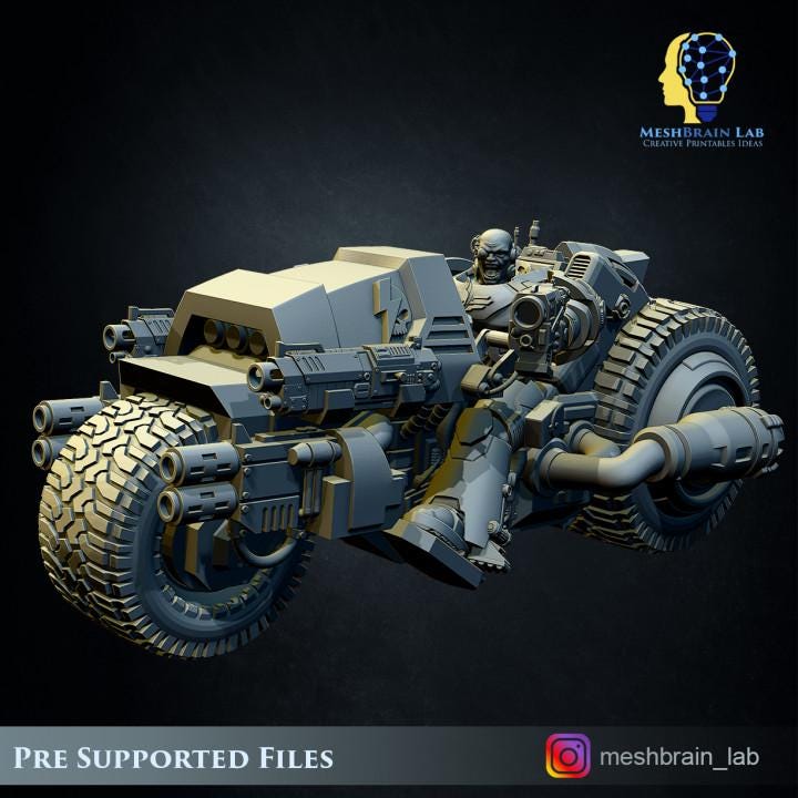 Imperial Marines attack bikes | Meshbrain Lab | Wargaming | Tabletop | Minifigure |28mm scale| 32mm scale | Grimdark compatible