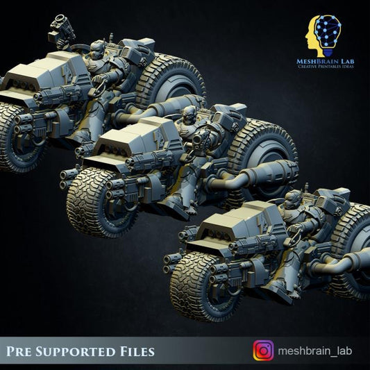 Imperial Marines attack bikes | Meshbrain Lab | Wargaming | Tabletop | Minifigure |28mm scale| 32mm scale | Grimdark compatible