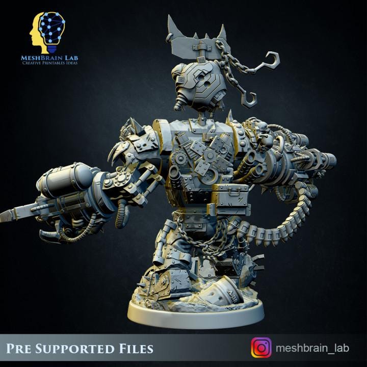 Ork Warlord Gutkan Bonesmasha | Meshbrain Lab | Wargaming | Tabletop | Minifigure | 28mm scale | 32mm scale | Grimdark compatible