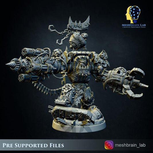 Ork Warlord Gutkan Bonesmasha | Meshbrain Lab | Wargaming | Tabletop | Minifigure | 28mm scale | 32mm scale | Grimdark compatible