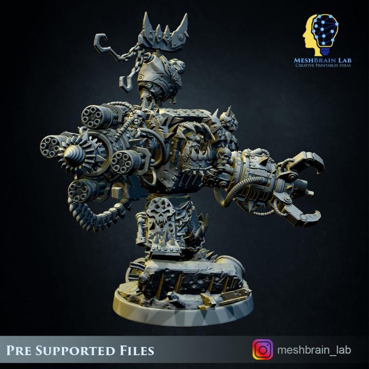 Ork Warlord Gutkan Bonesmasha | Meshbrain Lab | Wargaming | Tabletop | Minifigure | 28mm scale | 32mm scale | Grimdark compatible