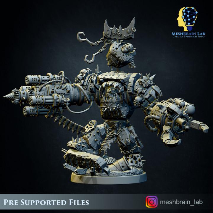 Ork Warlord Gutkan Bonesmasha | Meshbrain Lab | Wargaming | Tabletop | Minifigure | 28mm scale | 32mm scale | Grimdark compatible